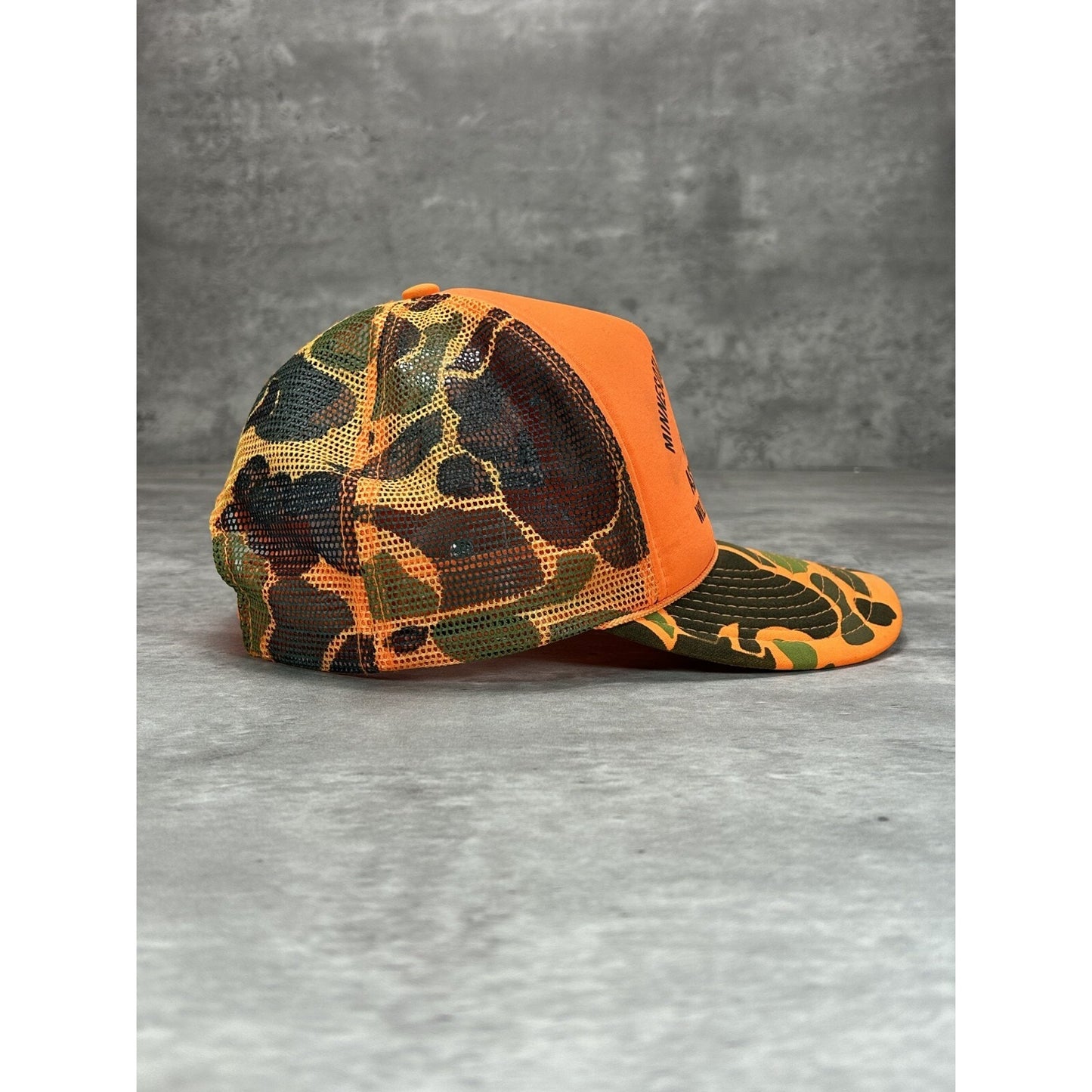 Vintage 1980s Minnesota Deer Hunters Hunting Camo Trucker Snapback Hat OSFA