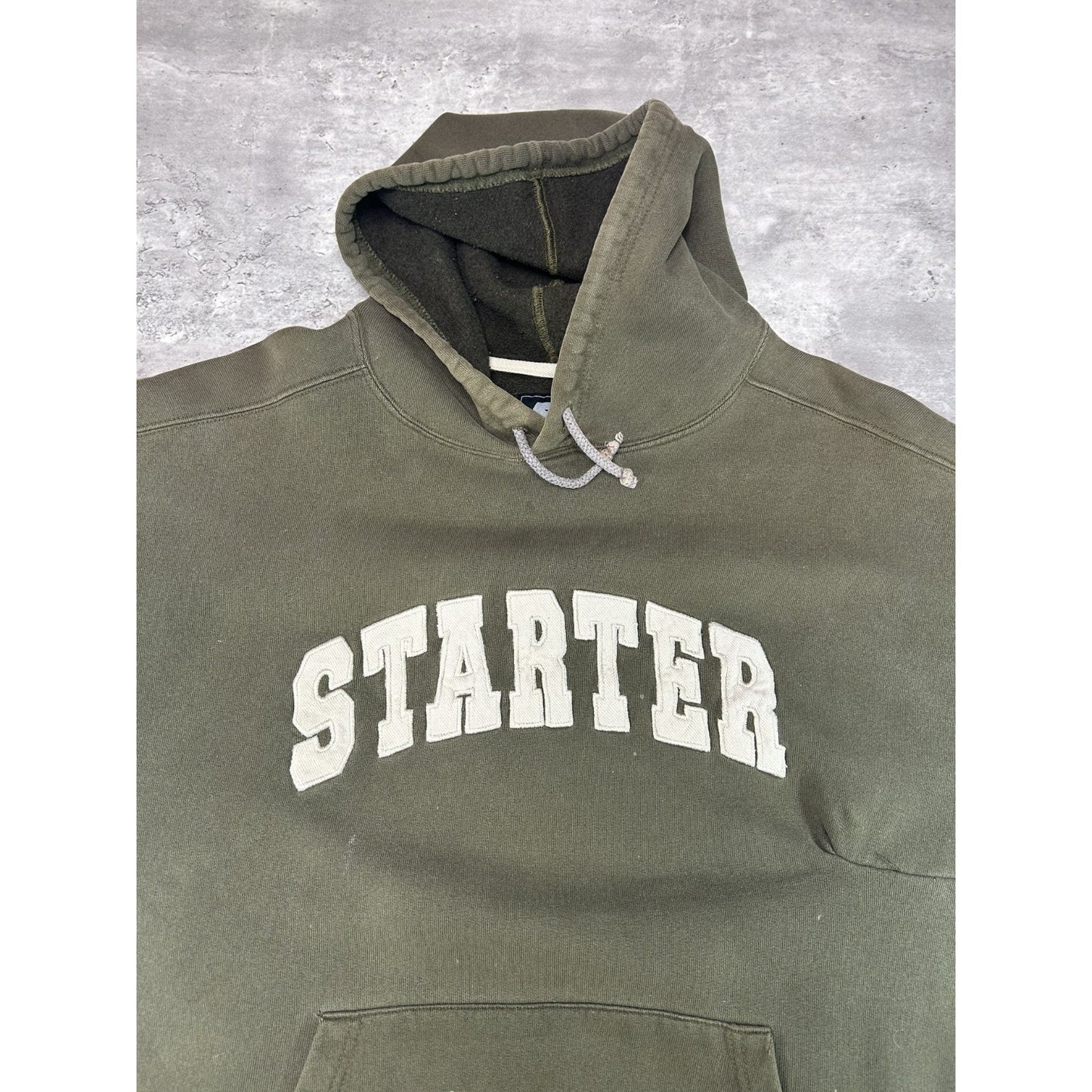 Vintage Starter Embroidered Spellout Earth Tone Hooded Sweatshirt Size XL