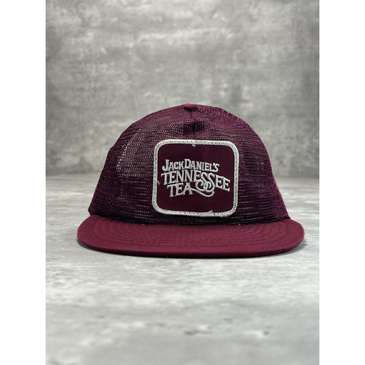 VTG 80s Jack Daniels Tennessee Tea Embroidered Patch Trucker Snapback Hat OSFA