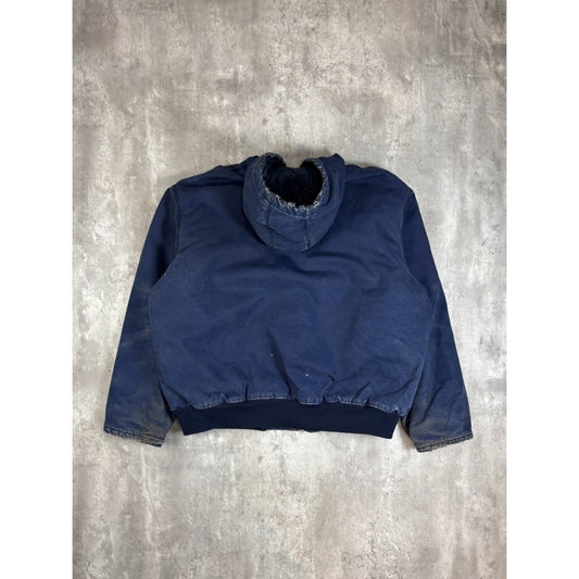 Vintage Blizzard Pruf By Walls Canvas Workwear Hooded Jacket Size XXL Blue