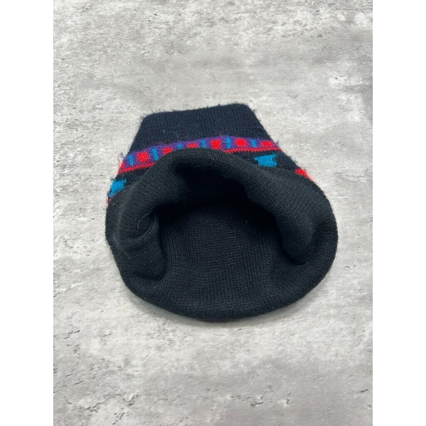 Vintage 80s/90s Abstract Print Striped Beanie Hat OSFA