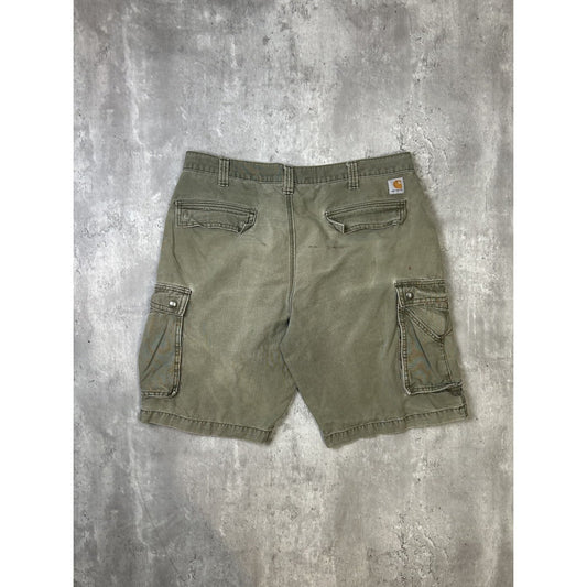 Carhartt Relaxed Fit Canvas Workwear Utility Cargo Shorts Size 39 Green