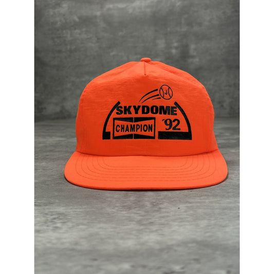 Vintage 1992 Skydome Champion Spellout Graphic Snapback Hat OSFA Neon Orange