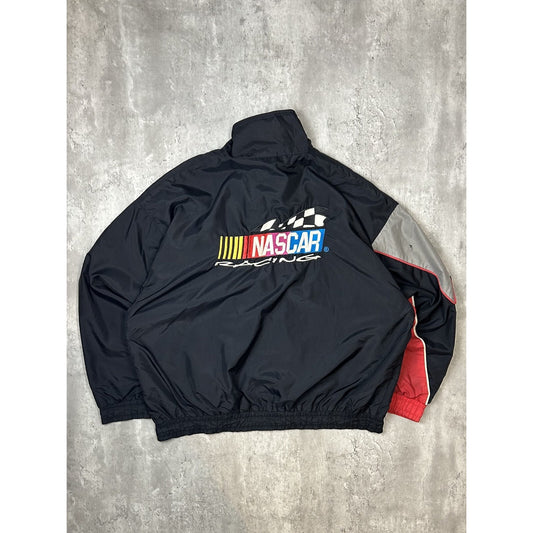 Vintage Nascar Racing Embroidered Logo Full Zip Nylon Windbreaker Jacket Sz 2XL