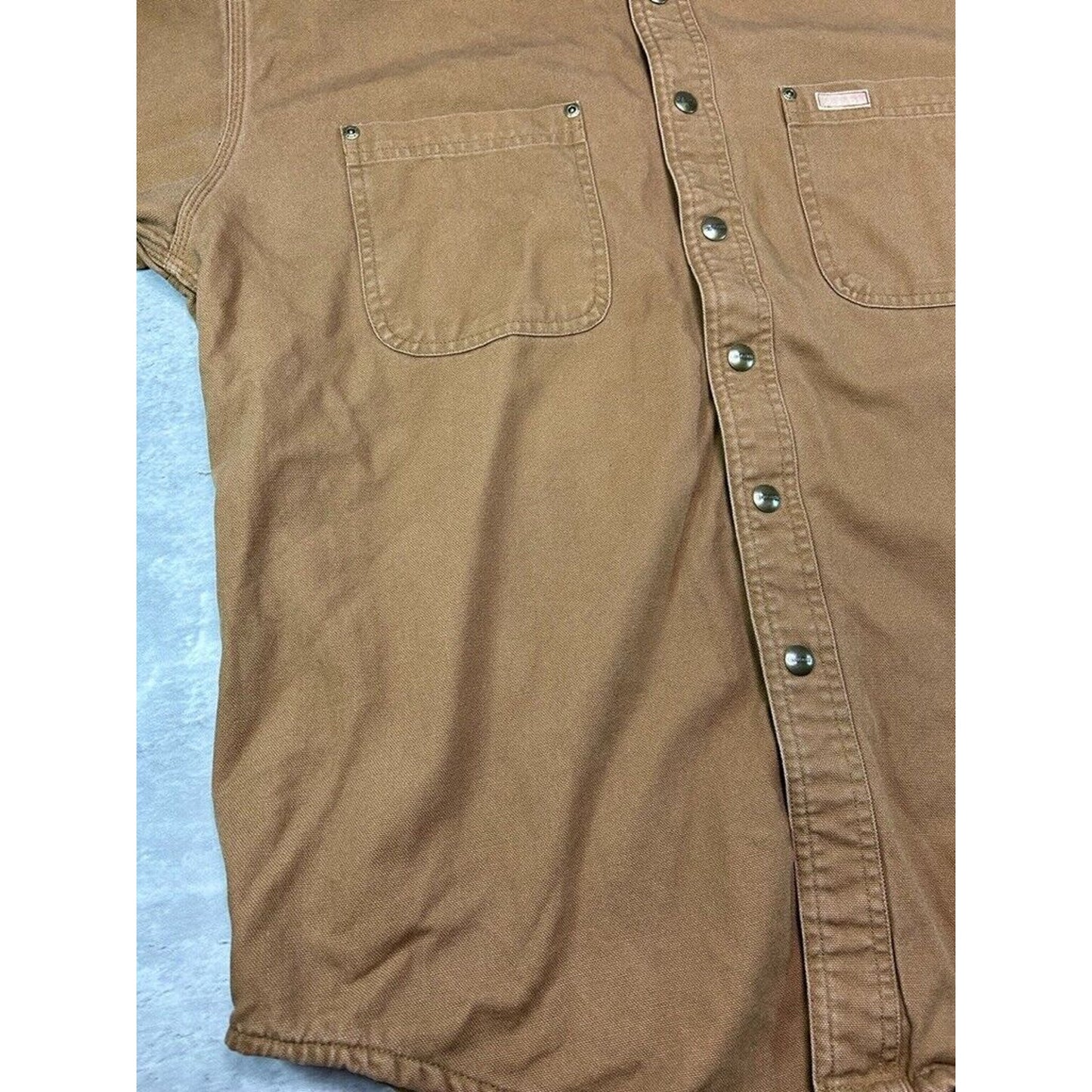 Vintage Carhartt Plaid Lined Canvas Workwear Button Up Shirt Size Medium Brown