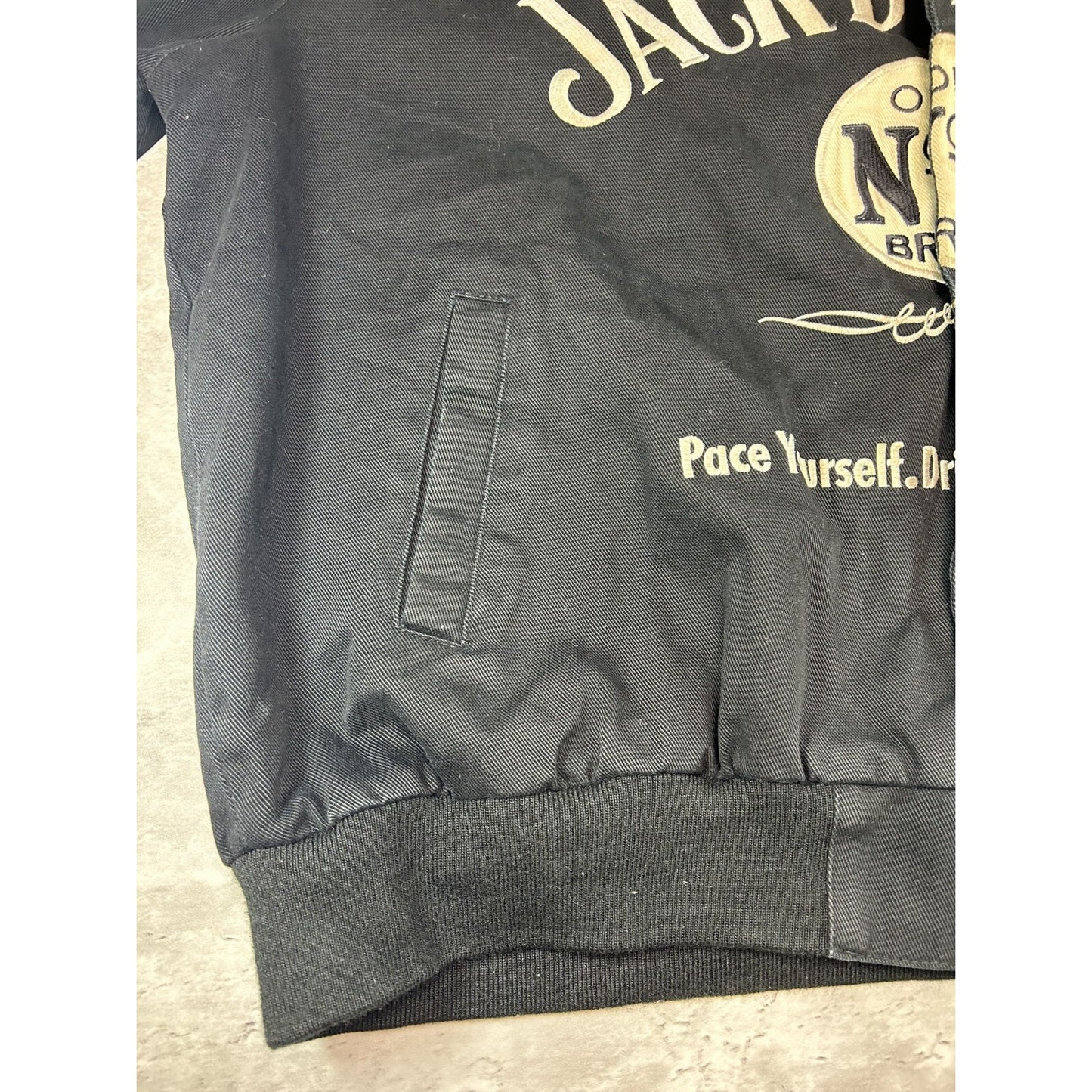 Vintage Jeff Hamilton Jack Daniels Embroidered Nascar Race Jacket Size 3XL Black