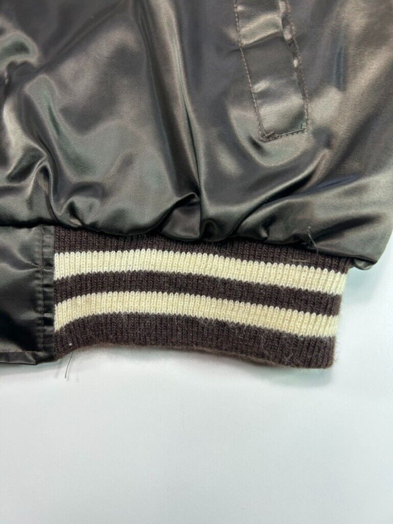 Vintage 80s Cleveland Browns NFL Satin Varsity Football Bomber Jacket Size Large