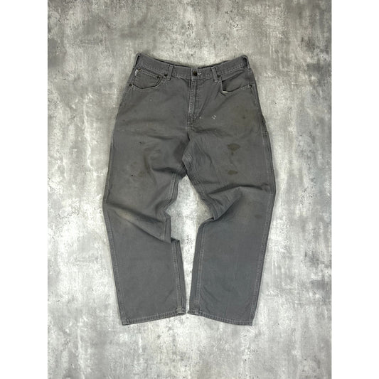 Carhartt Loose Fit Canvas Workwear Carpenter Pants Size 36 Gray