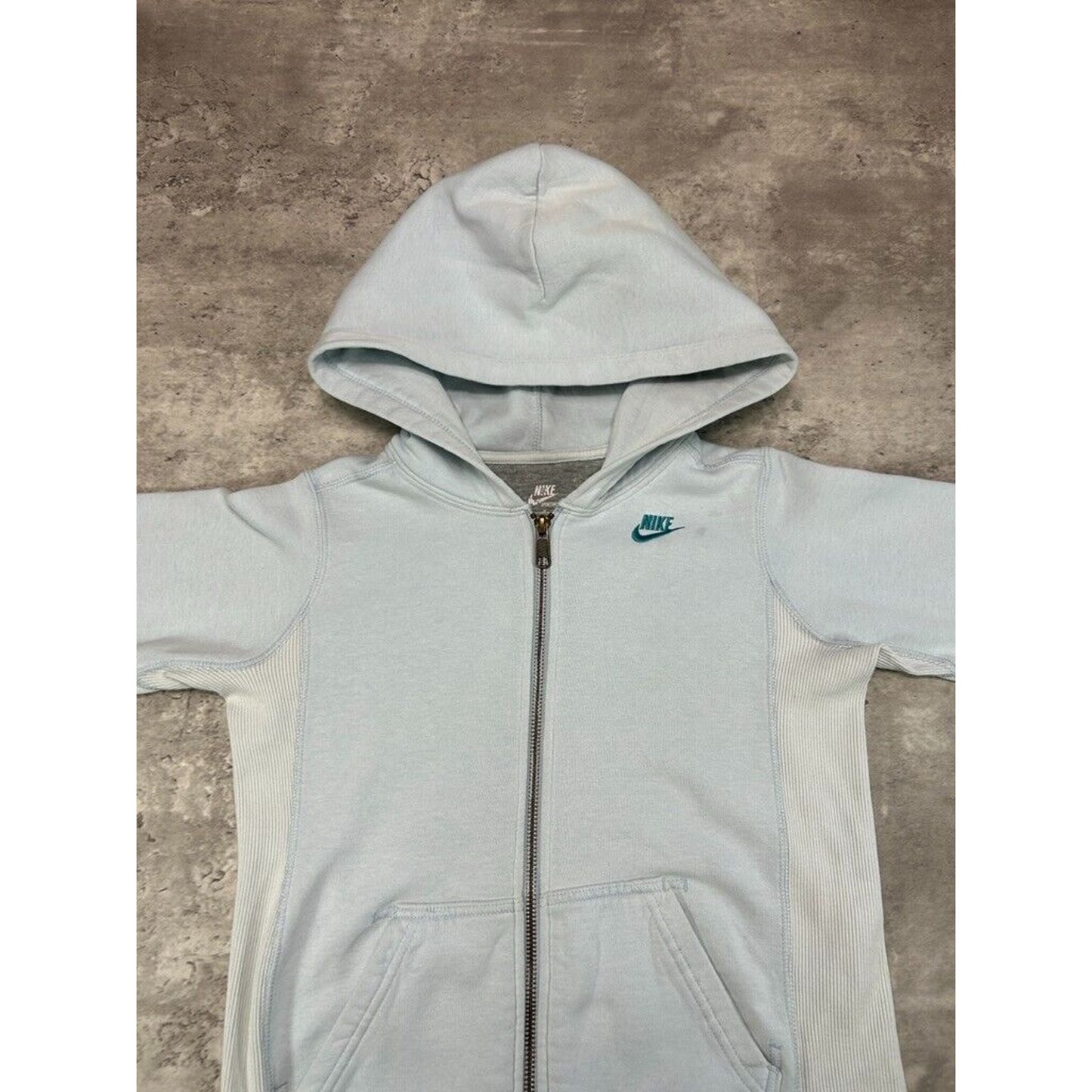Vintage Womens Nike Embroidered Spell Out Logo Full Zip Hooded Sweatshirt Size M
