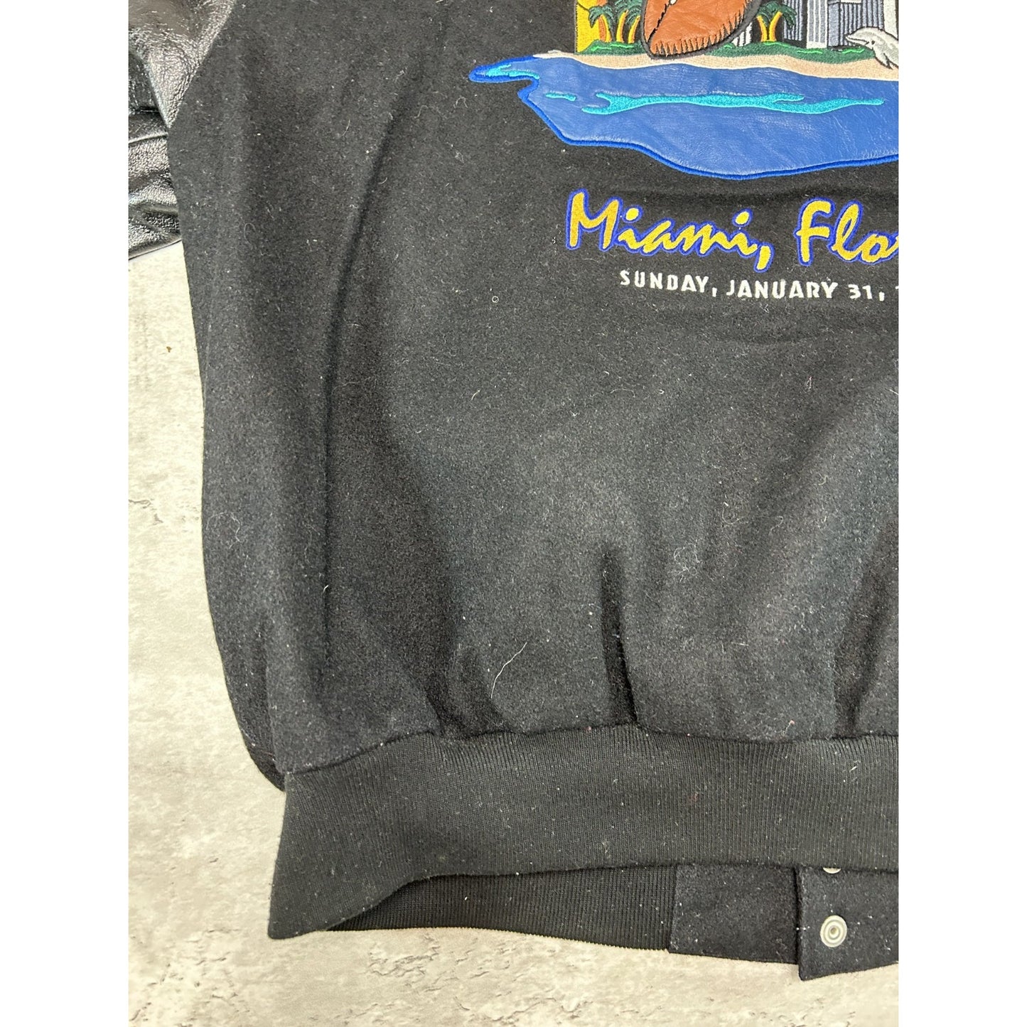 Vintage 1999 Broncos Vs Falcons NFL Super Bowl Varsity Jeff Hamilton Jacket Sz L