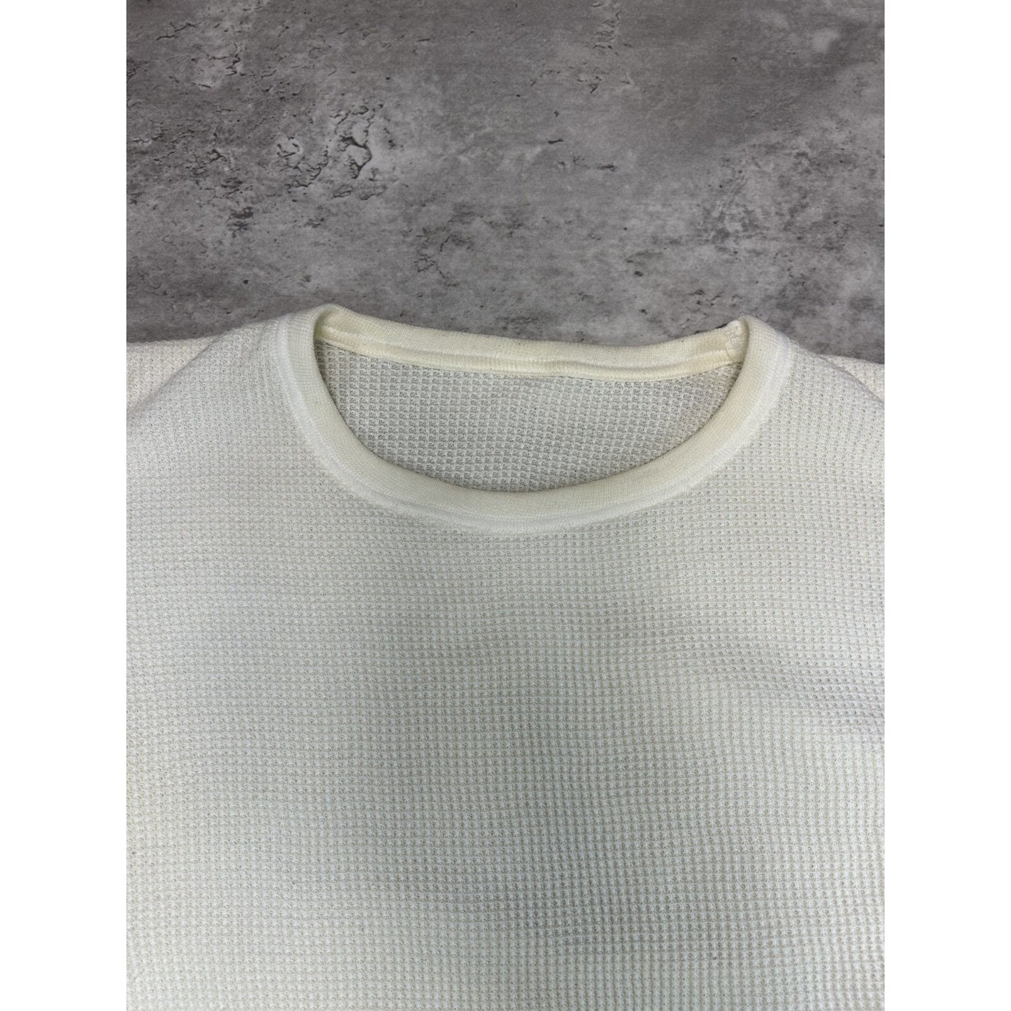 Vintage 80s Cotton Thermal Waffle Print Long Sleeve T-Shirt Size Large