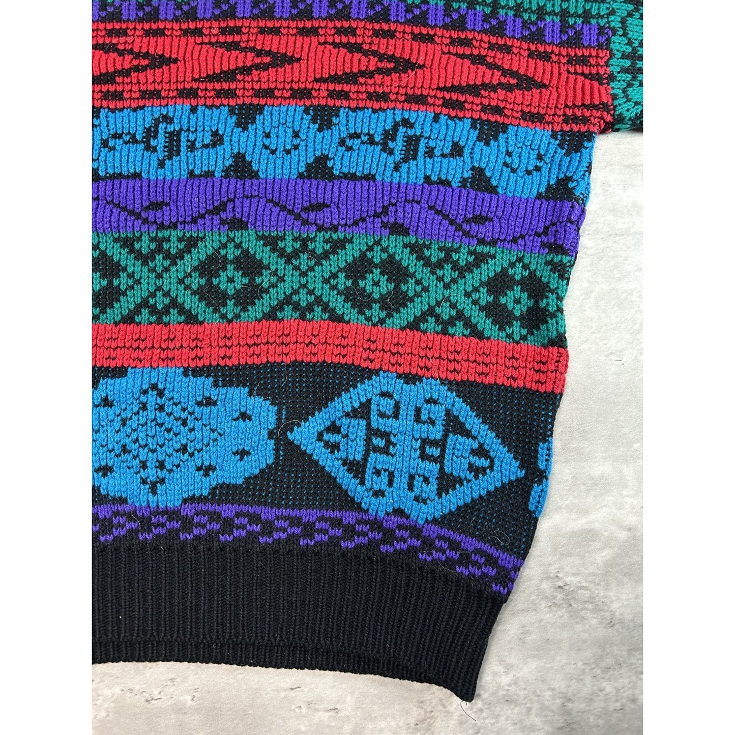 Vintage 80s/90s Bolt Abstract Striped Pullover Knit Sweater Size Large