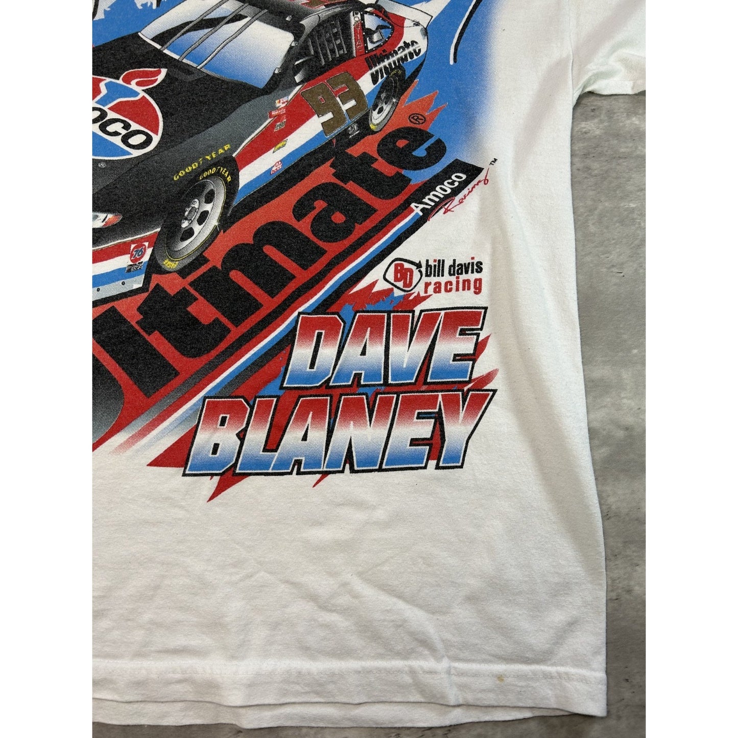 Vintage Dave Blaney #93 Amoco Racing Nascar All Over Print T-Shirt Size XL