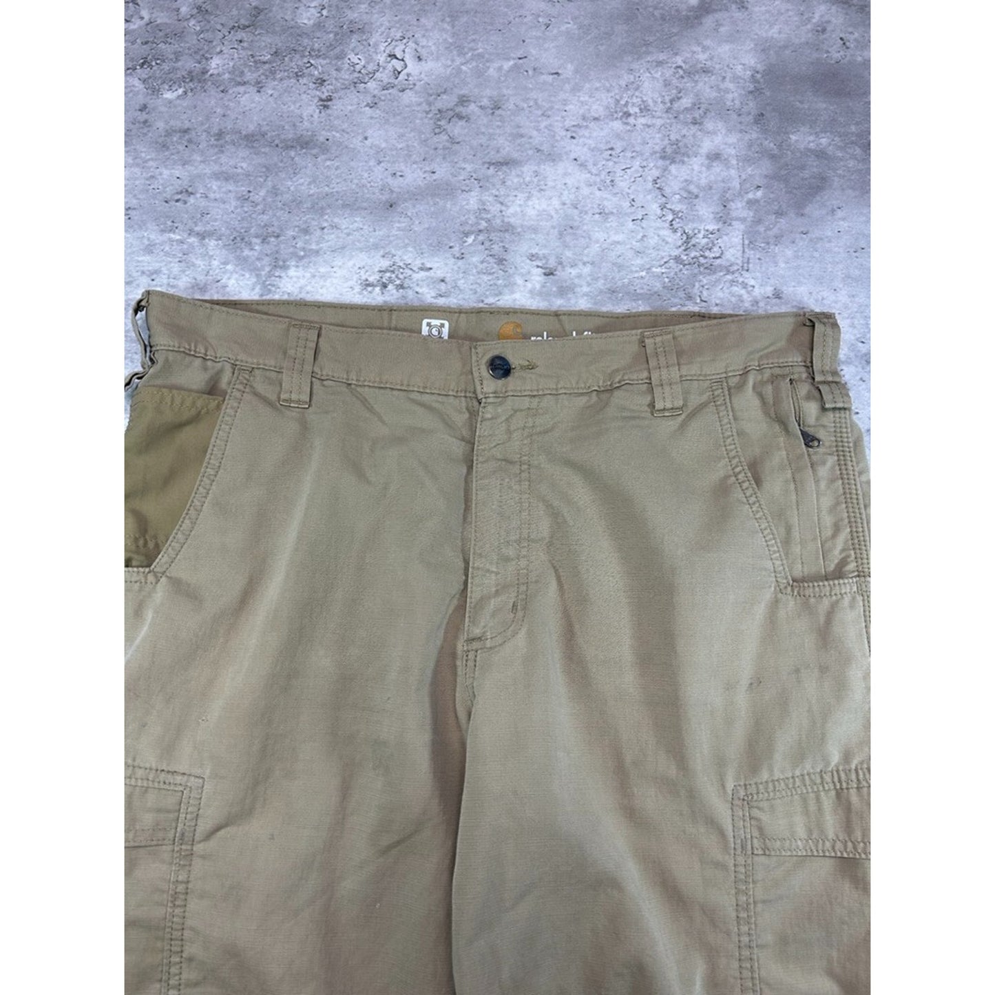 Carhartt Force Extremes Relaxed Fit Canvas Workwear Cargo Shorts Size 38 Beige