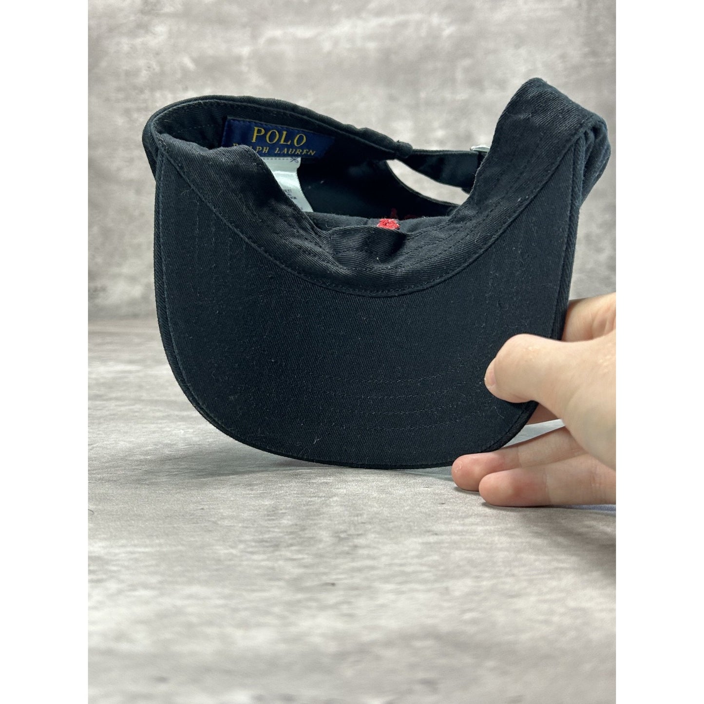 Vintage Polo Ralph Lauren Embroidered Pony Strapback Hat OSFA Black
