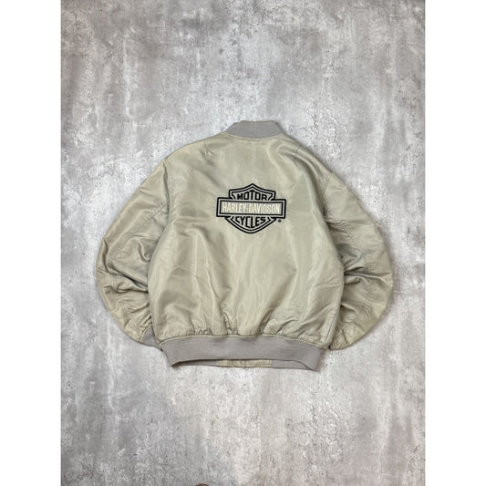 Vintage 2000s Harley Davidson Nylon Embroidered Patch Bomber Jacket Size Medium