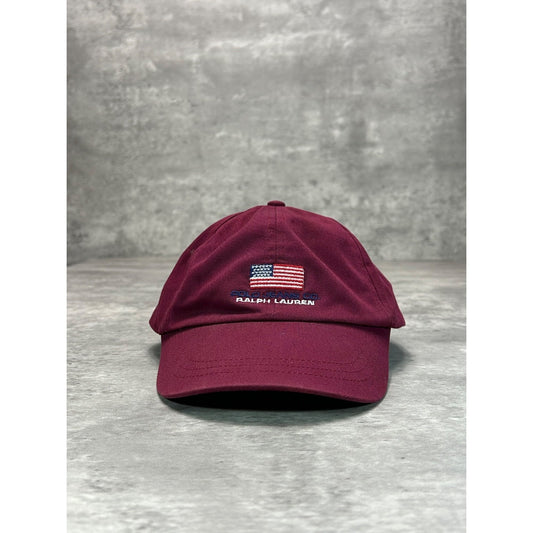Vintage 90s Polo Ralph Lauren Embroidered Flag Strapback Hat Size S/M