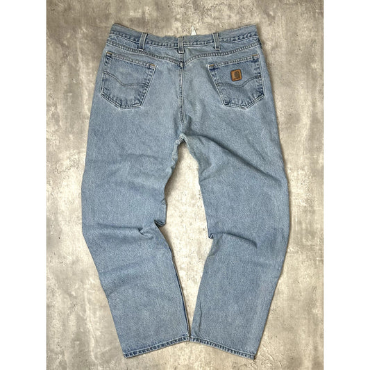Vintage Carhartt Relaxed Fit Light Wash Denim Workwear Pants Size 40