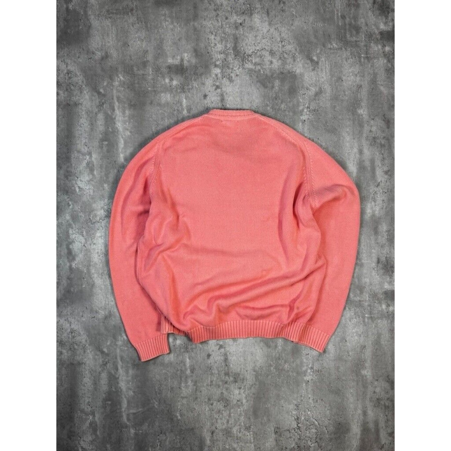 Vintage 90s Lands End Tonal Ribbed Pullover Knit Sweater Size XL Tall Pink