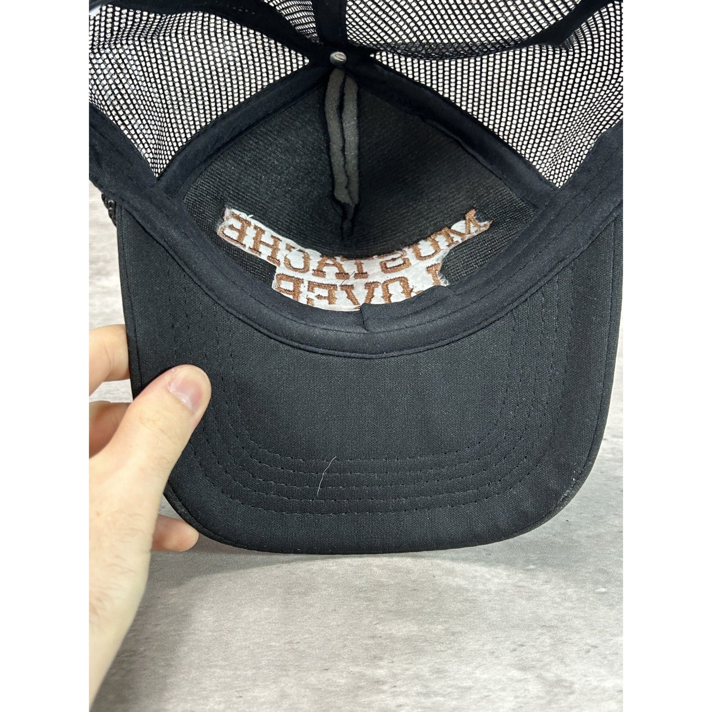 Vintage 90s Mustache Lover Embroidered Spellout Trucker Snapback Hat OSFA
