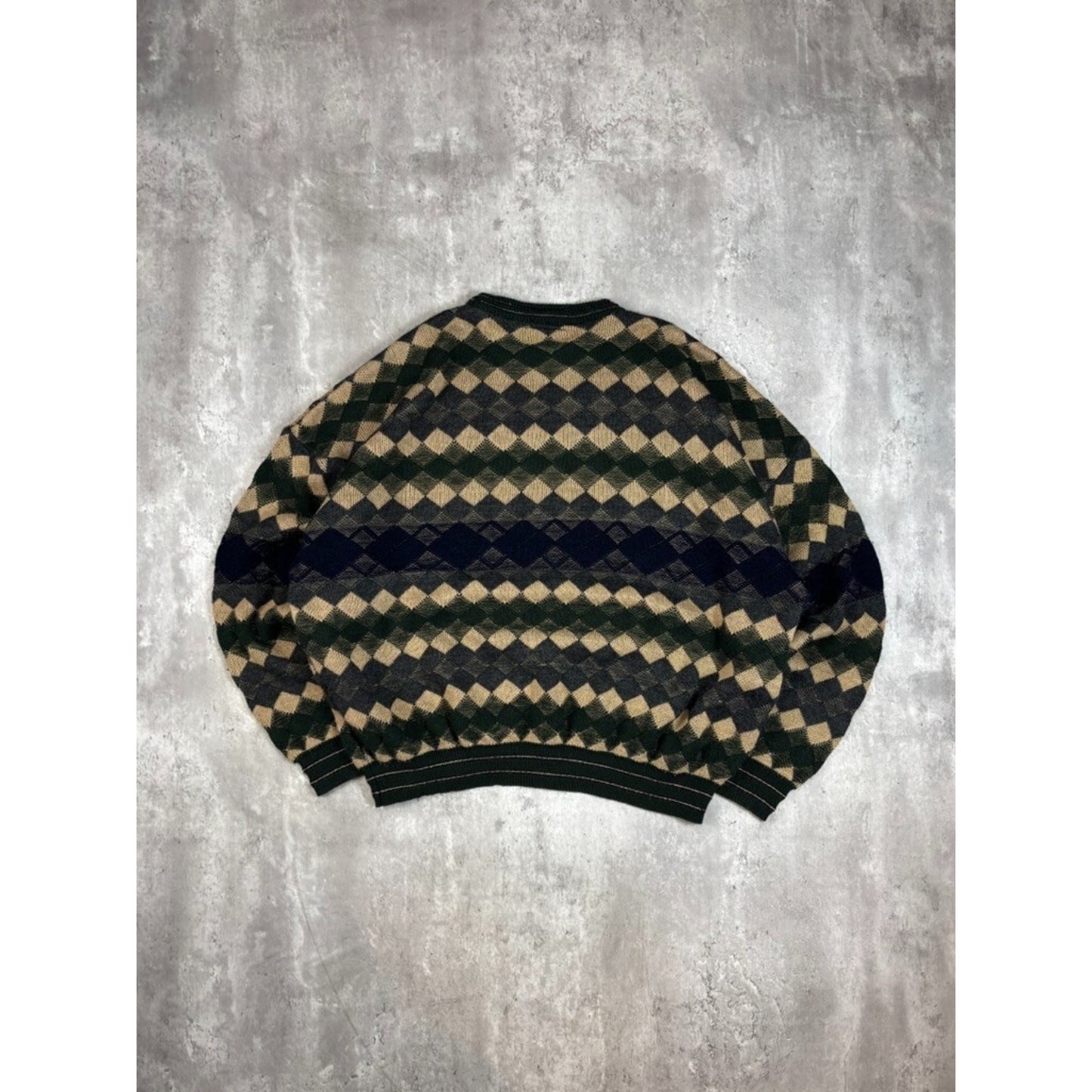 Vintage 90s Willow Bay Diamond Print Pullover Knit Sweater Size XXXL