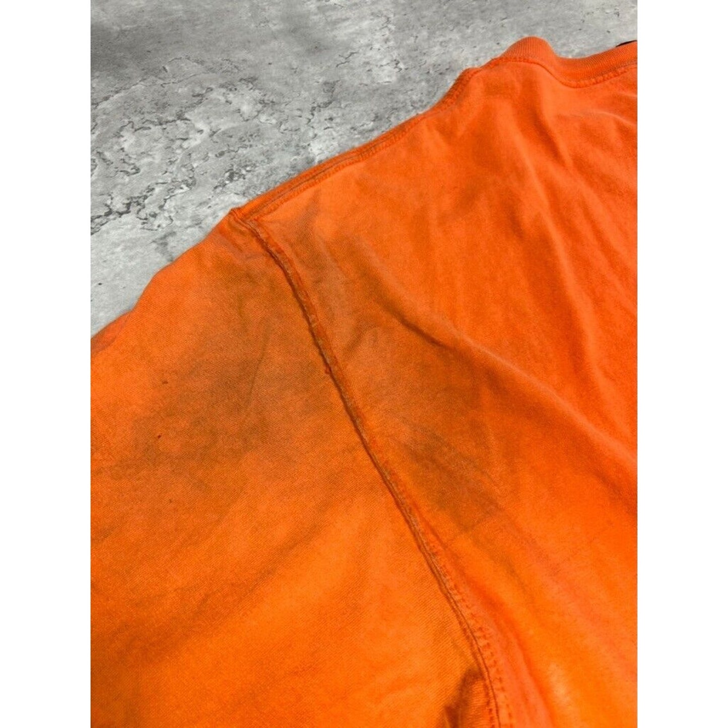Vintage Harley Davidson Embroidered Spell Out Distressed T-Shirt Size XXL Orange