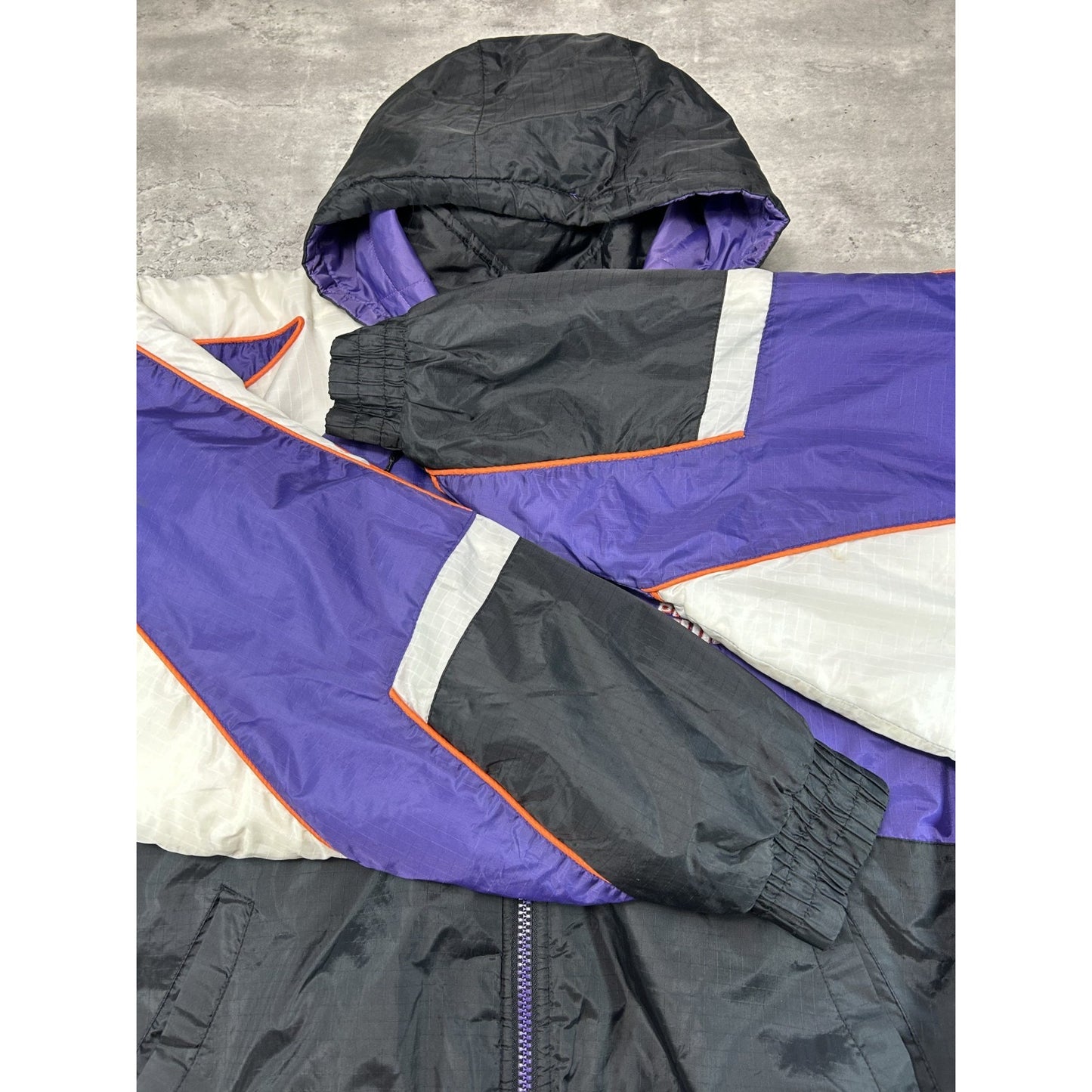 Vintage 90s Phoenix Suns NBA Insulated Full Zip Hooded Nylon Jacket Size XL