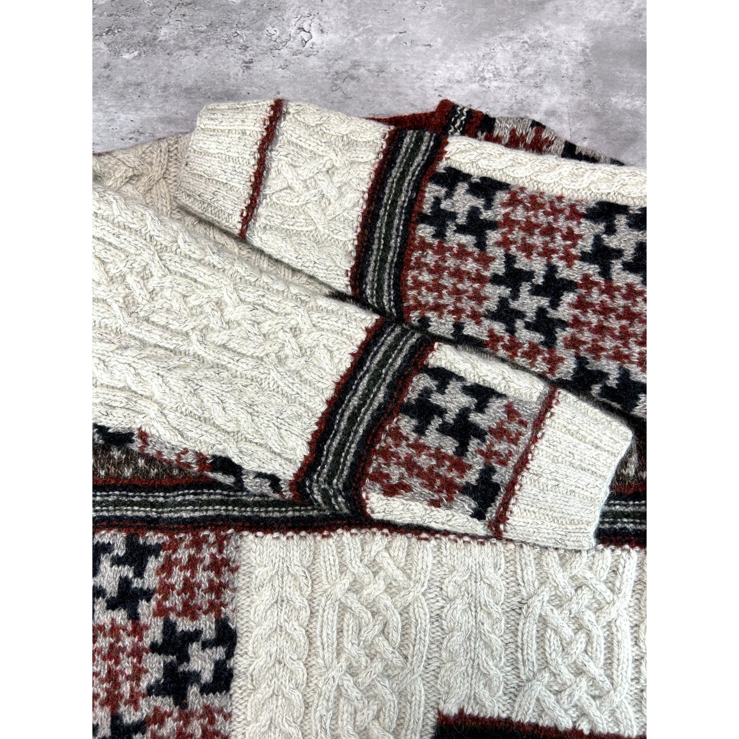 Vintage 90s Eddie Bauer Ebtek Deer Graphic Cable Knit Sweater Size Small