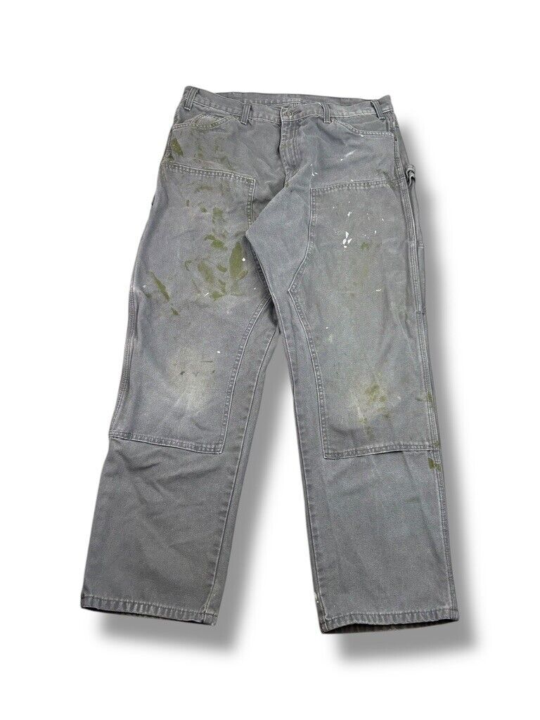Dickies Canvas Workwear Double Knee Carpenter Pants Size 35 Gray