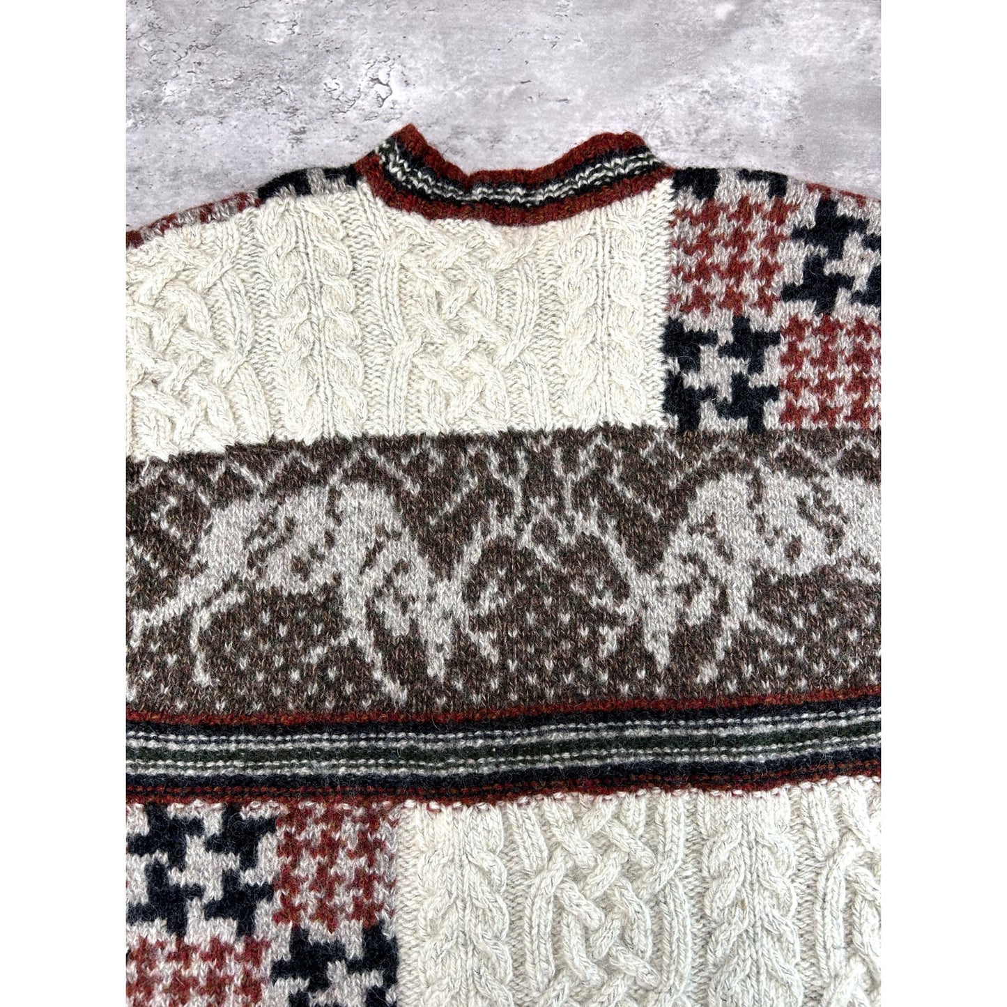 Vintage 90s Eddie Bauer Ebtek Deer Graphic Cable Knit Sweater Size Small