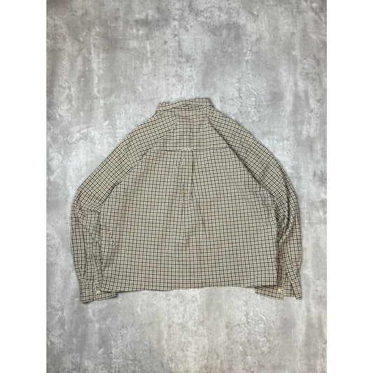 Vintage Chaps Ralph Lauren Plaid Print Reworked Cropped Button Up Shirt Sz XL