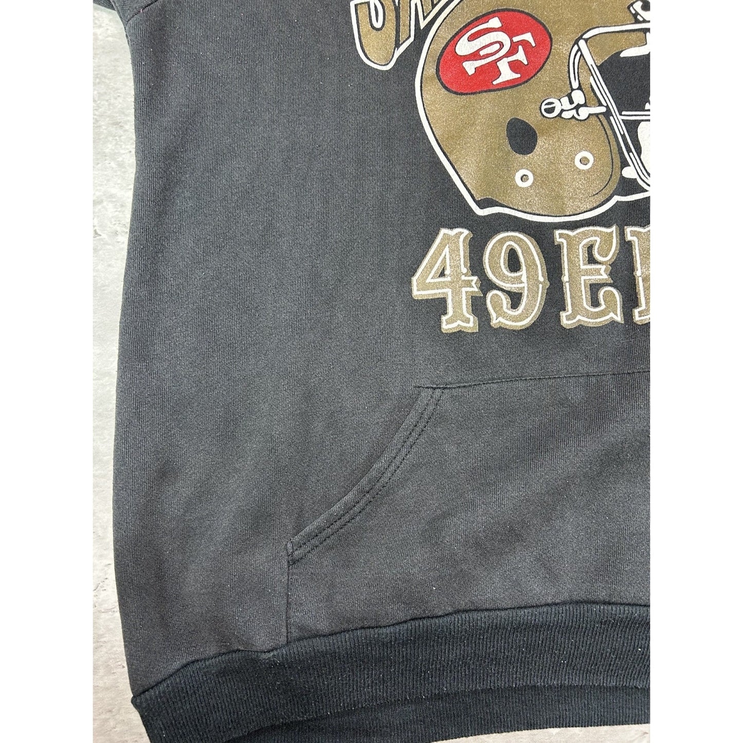 Vintage 90s San Francisco 49ers NFL Helmet Graphic Hooded Sweatshirt Size XL
