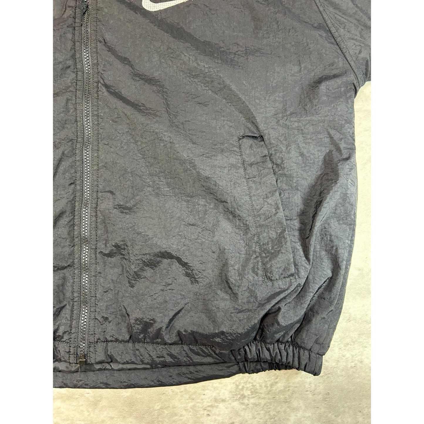 Vintage 2000s Nike Embroidered Logo Full Zip Nylon Jacket Size Large Black