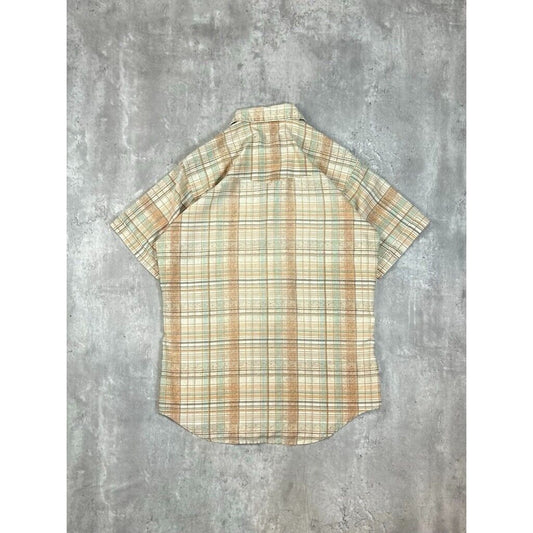Vintage 1970s Sears Western Wear Pearl Snap Short Sleeve Button Up Shirt Medium
