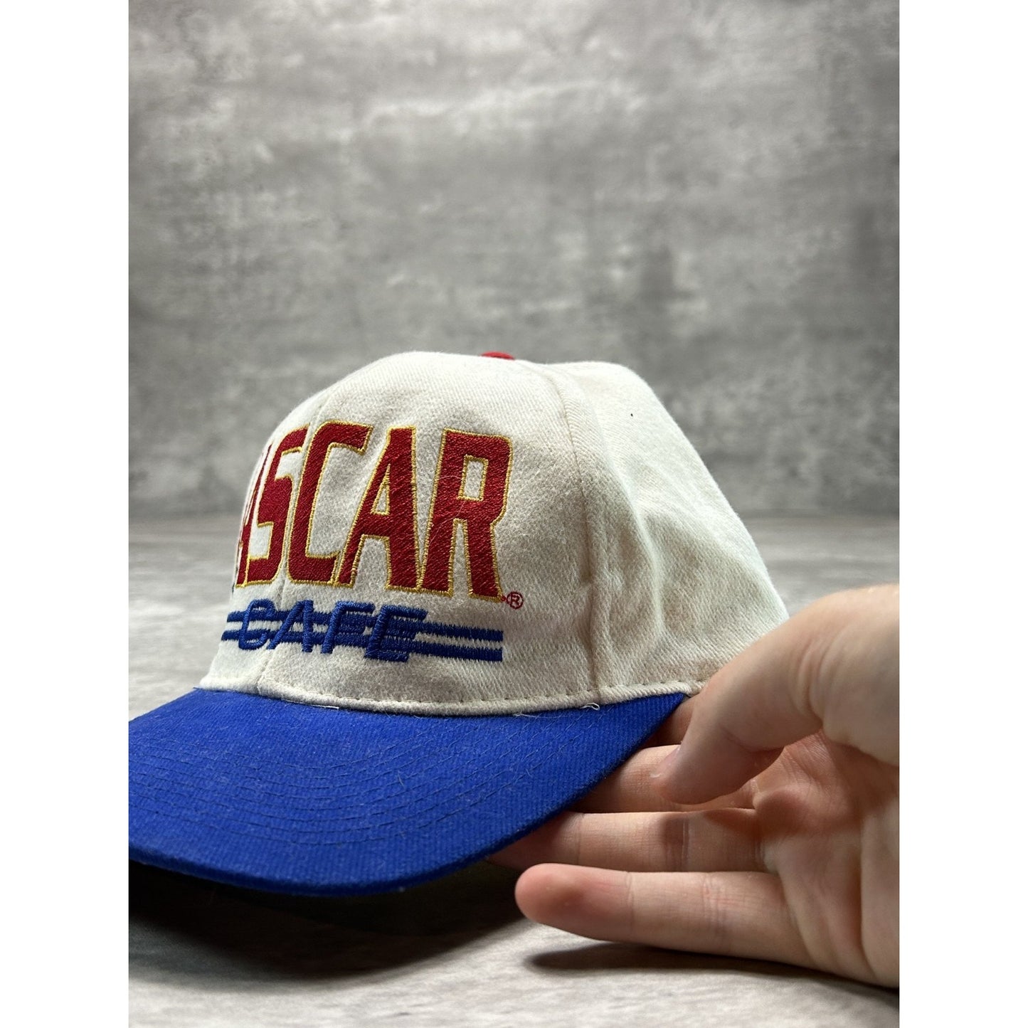 Vintage 90s Nascar Cafe Embroidered Spellout Snapback Hat OSFA White