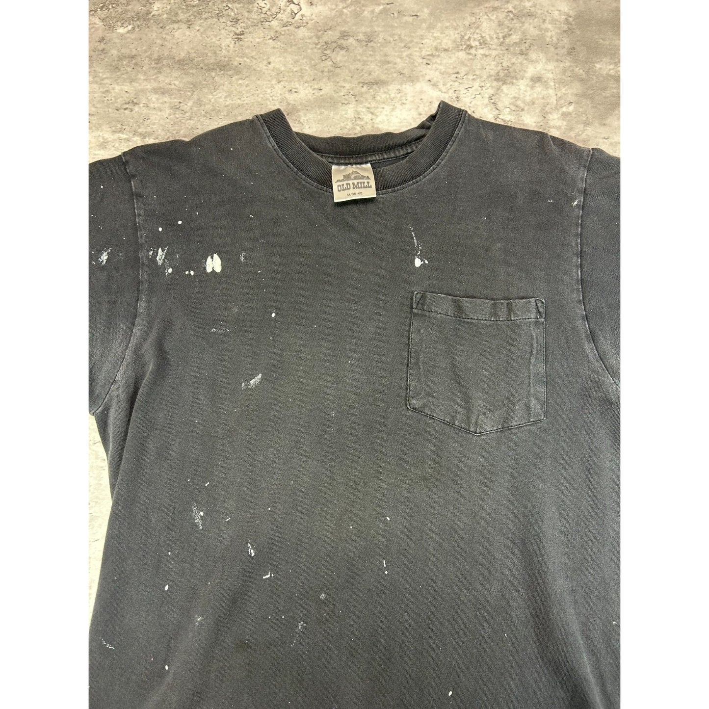 Vintage 80s/90s Distressed Blank Pocket T-Shirt Size Medium Black