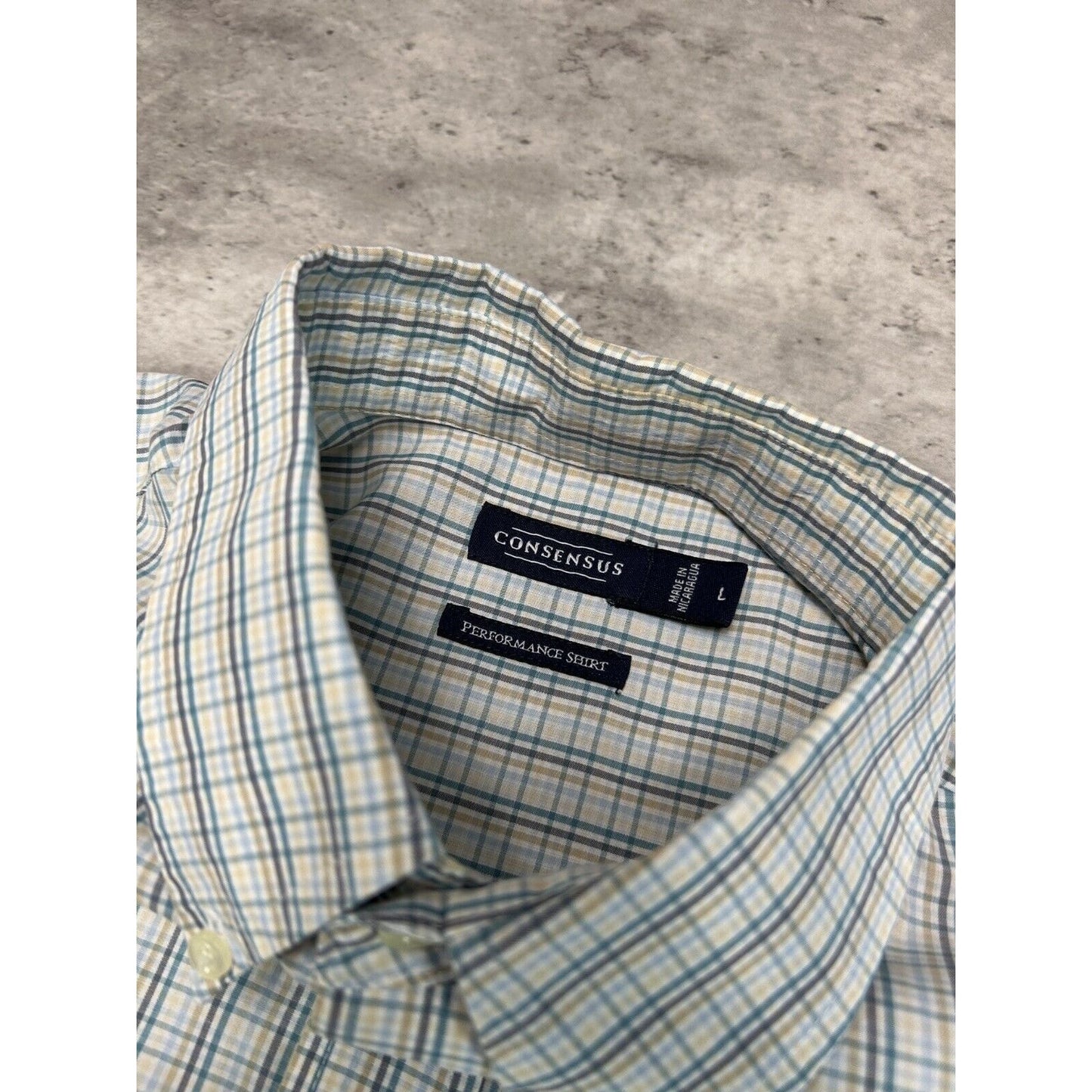 Vintage Consensus Plaid Short Sleeve Cropped Button Up Shirt Size Large