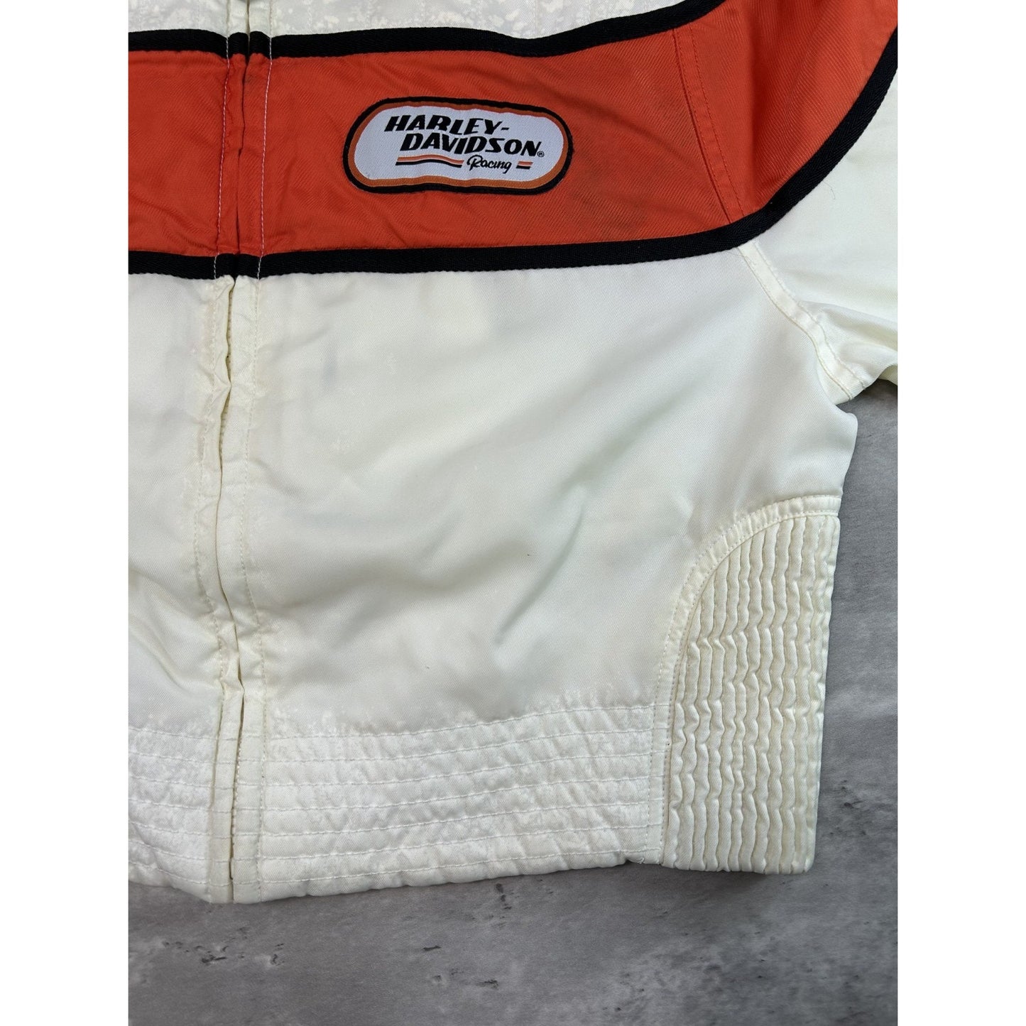 Vintage Womens Harley Davidson Embroidered Logo Full Zip Cafe Racer Jacket Large