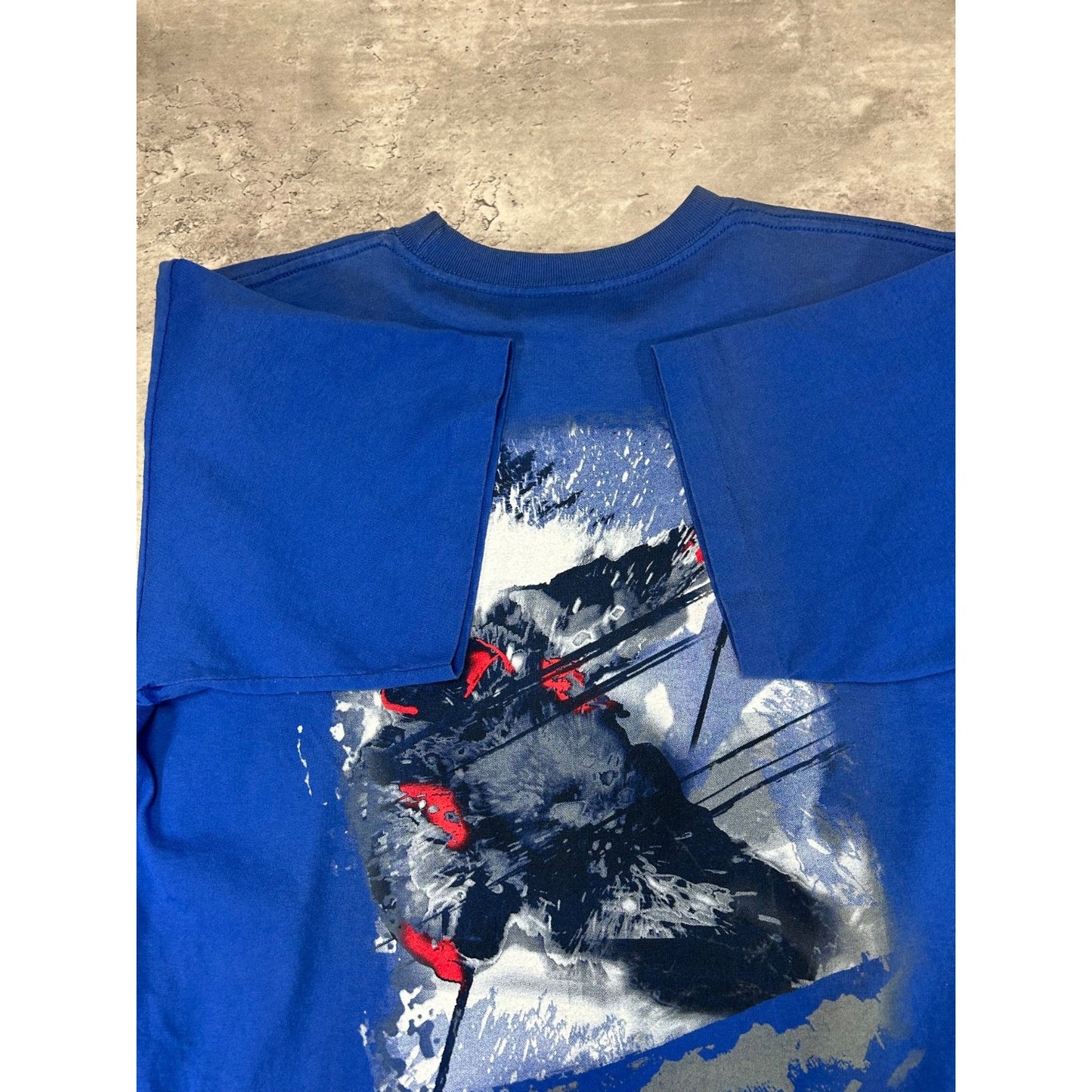 Vintage 90s Make The Run Skiing Graphic T-Shirt Size Large Blue