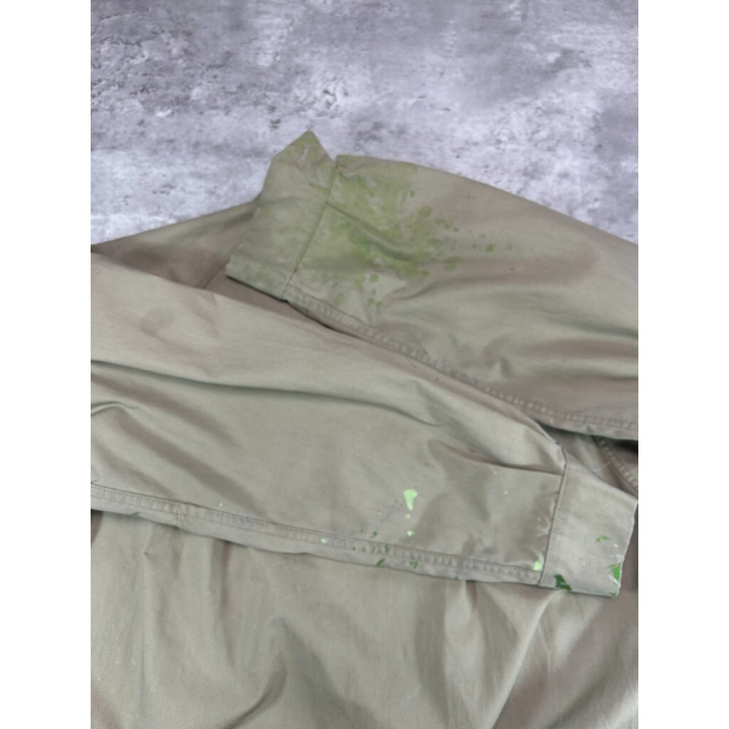 1970s English Squire Paint Splattered Full Zip Ricky Jacket Size Large Beige