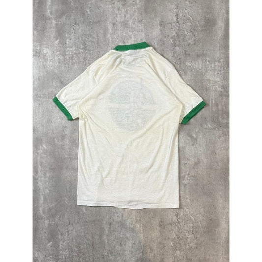 Vintage 80s New York Marathon Graphic Ringer T-Shirt Size Large White