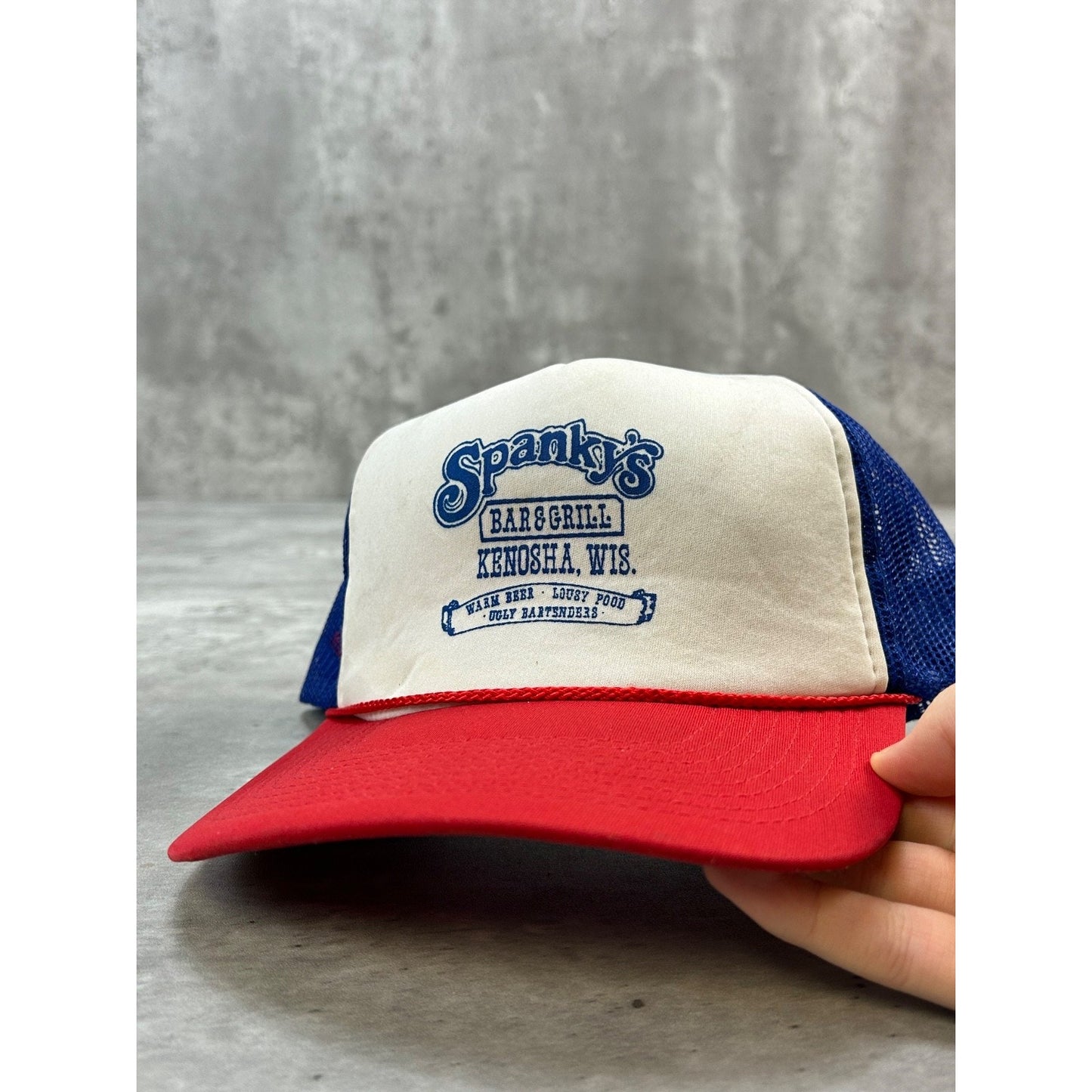 Vintage 90s Spankys Bar & Grill Graphic Spellout Trucker Snapback Hat OSFA