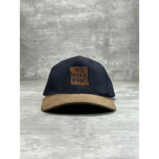 Vintage 90s Will Golf 4 Food Embroidered Comedy Slogan Strapback Hat OSFA