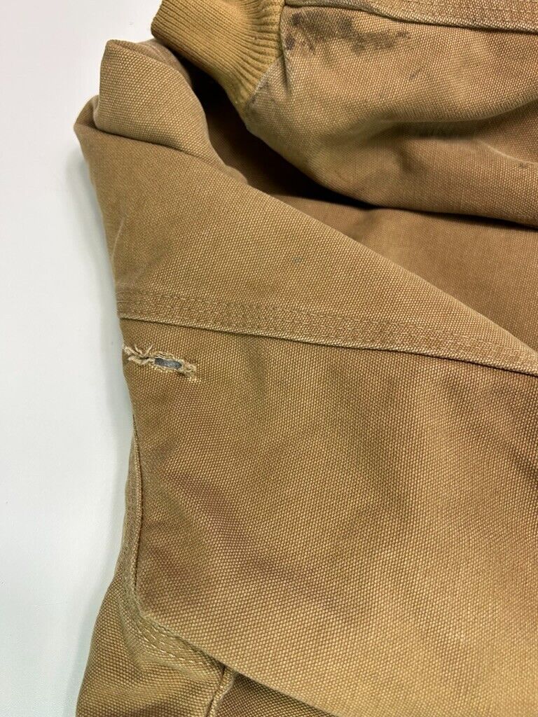 Vintage Carhartt Plaid Lined Canvas Workwear Hooded Bomber Jacket Size Large Tall