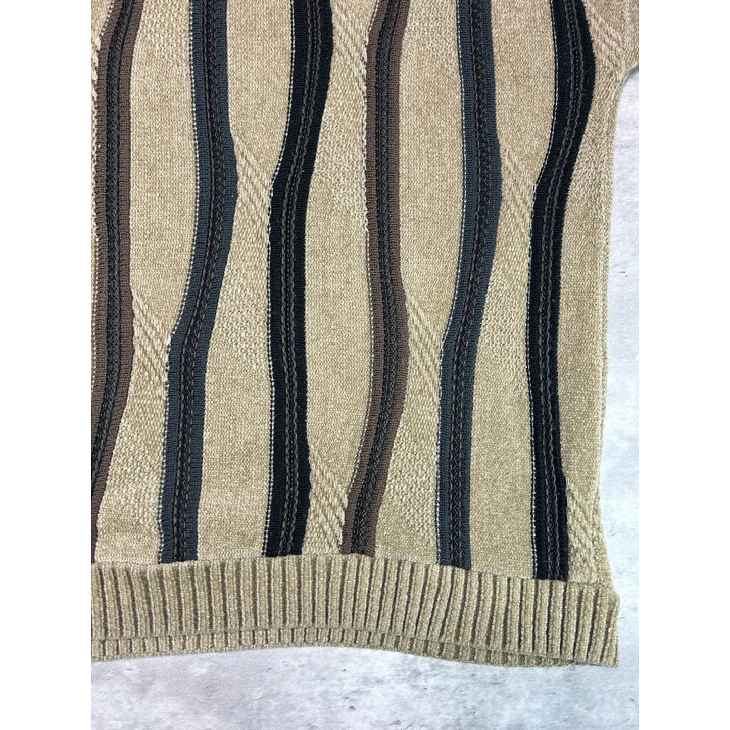 Vintage Protege Abstract Striped Earth Tones Pullover Ribbed Sweater Size Large