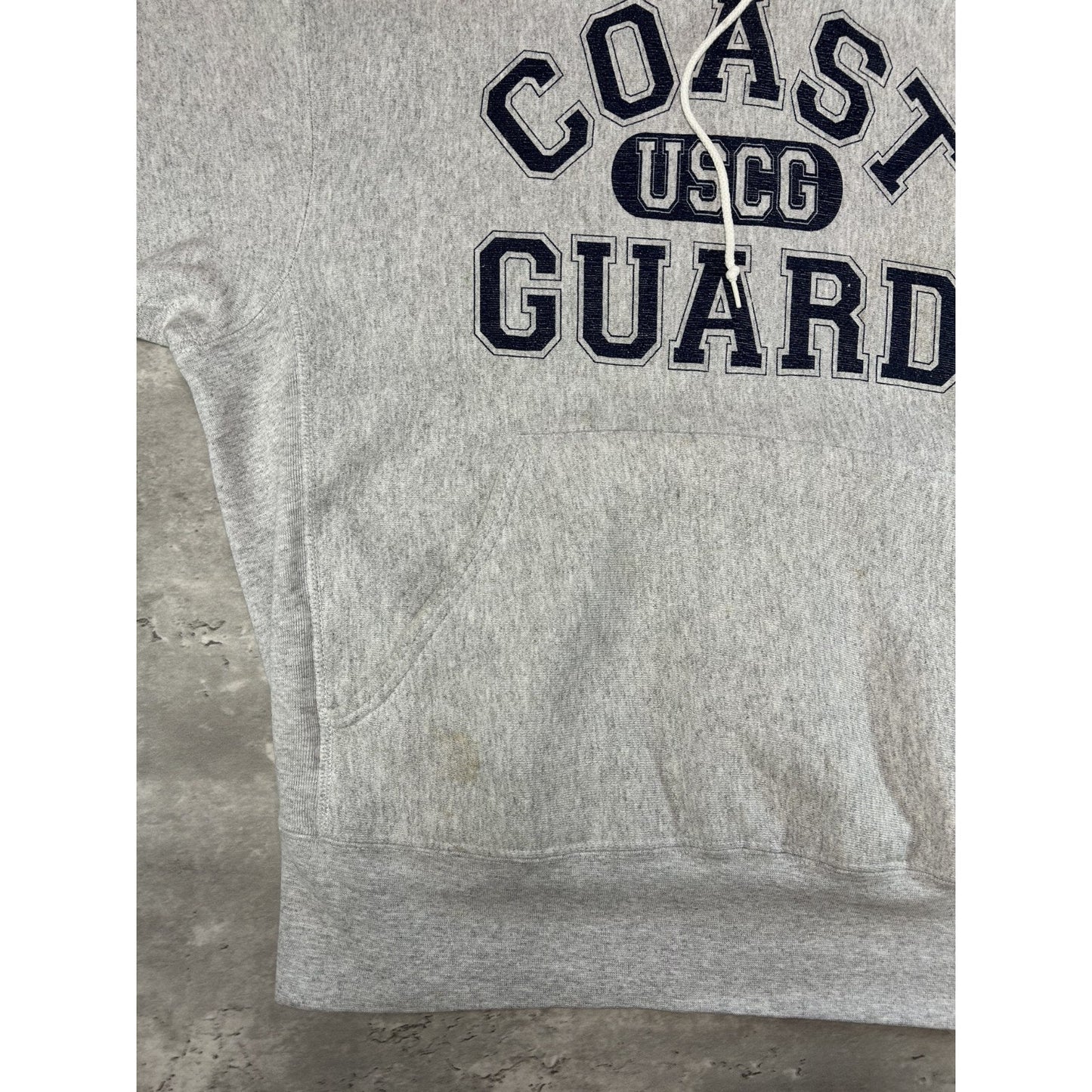 Vintage 90s Coast Guard USCG Spellout Graphic Hooded Sweatshirt Size Large