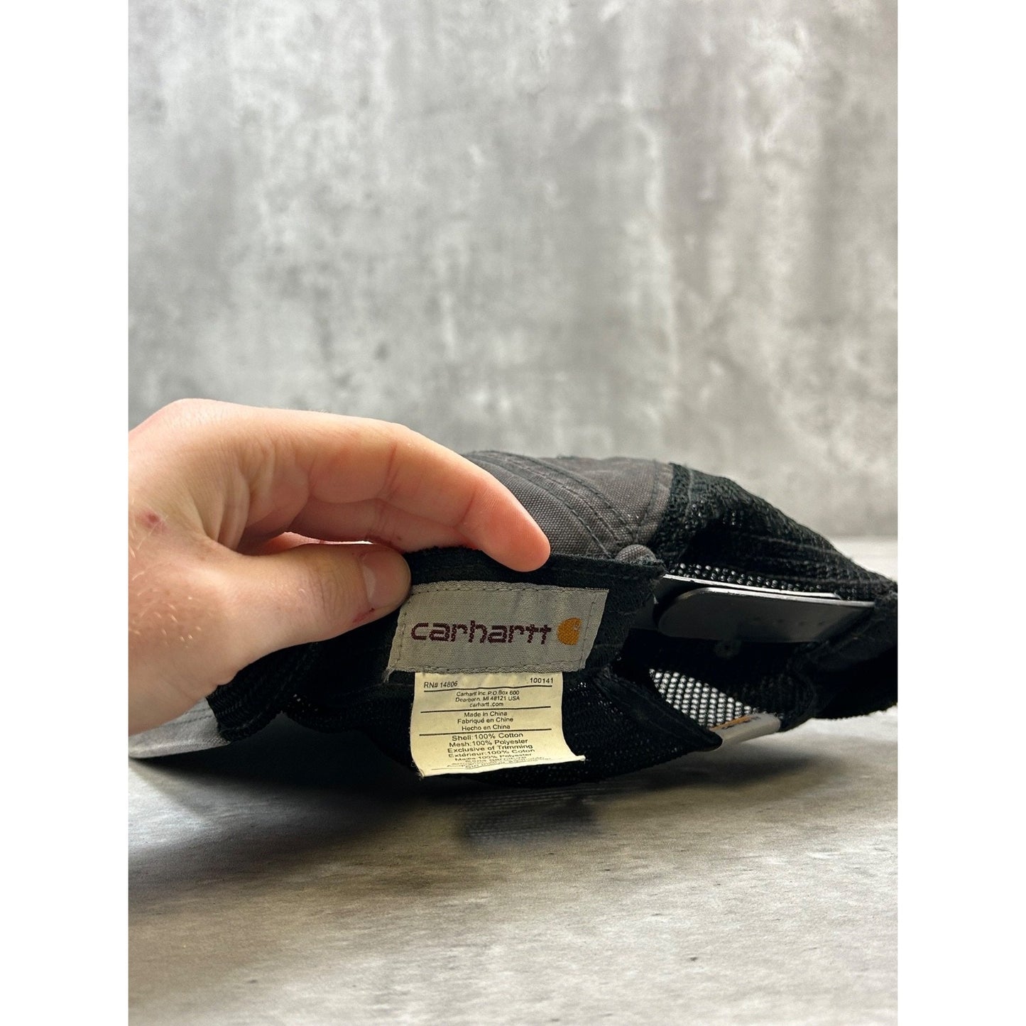 Vintage Carhartt Embroidered Spellout Workwear Trucker Snapback Hat OSFA