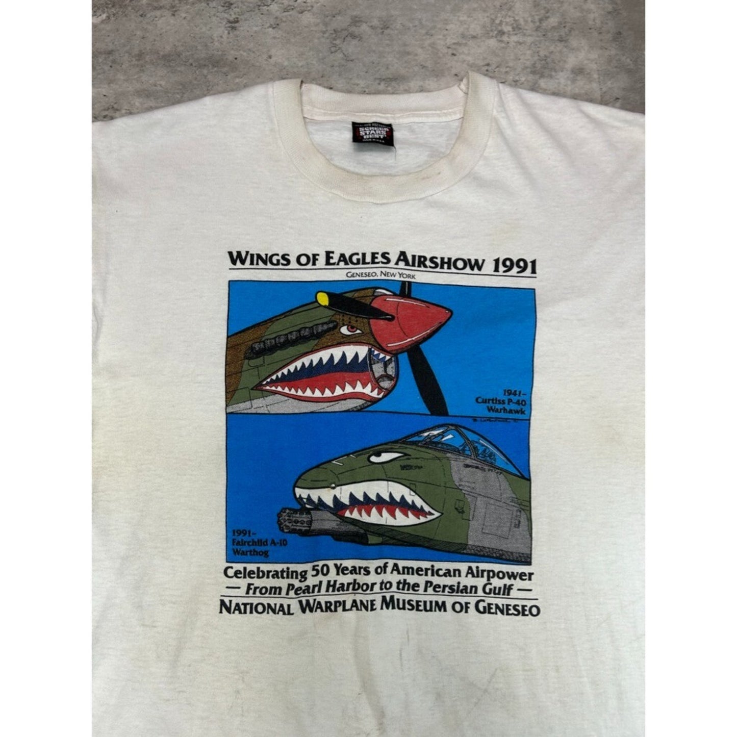 Vintage 1990s Wings Of Eagle Airshow National Warplane Museum T-Shirt Size XL