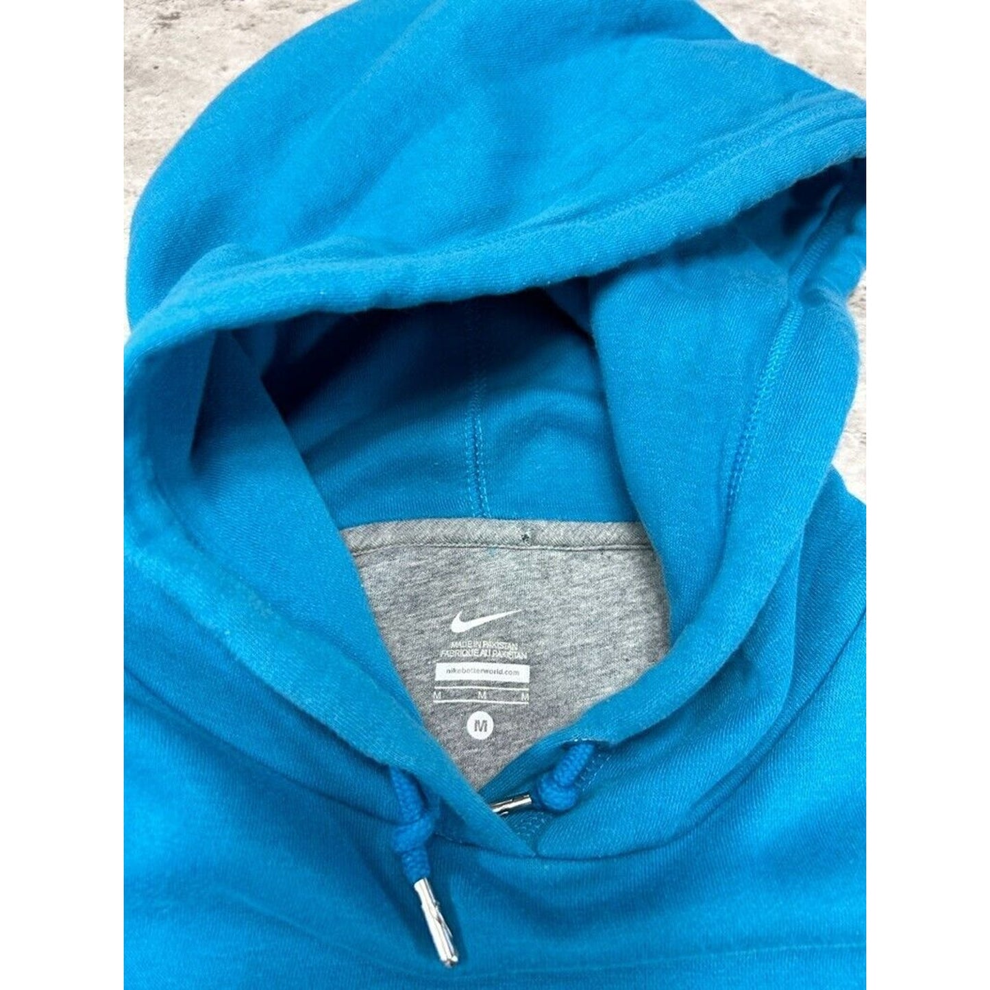 Vintage Womens Nike Graphic Spell Out Swoosh Hooded Pullover Sweatshirt Size Medium