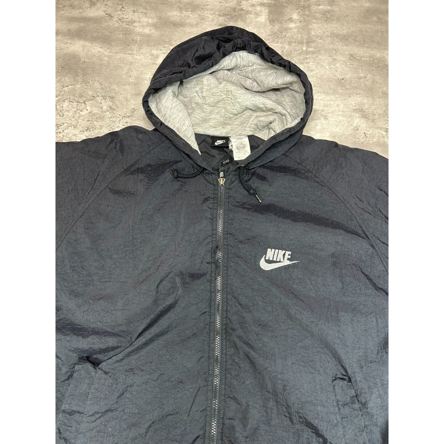 Vintage 2000s Nike Embroidered Logo Full Zip Nylon Jacket Size Large Black